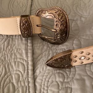 White Studded Rhinestone Belt